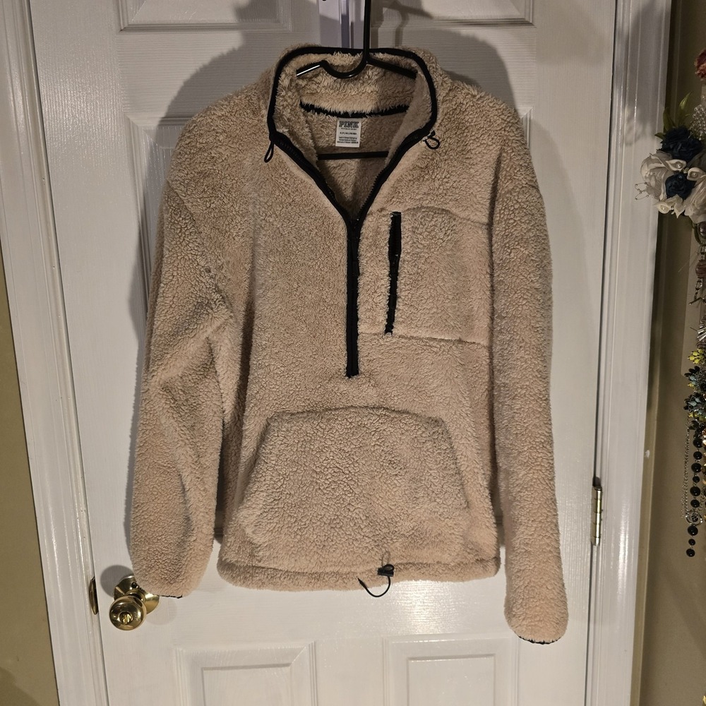 Victoria's‎ Secret PINK Sherpa 1/4 Zip Long Sleeve Fleece Pullover Blush Small
